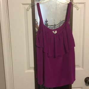 Eloise Magenta Silk Ruffle Tank size Medium